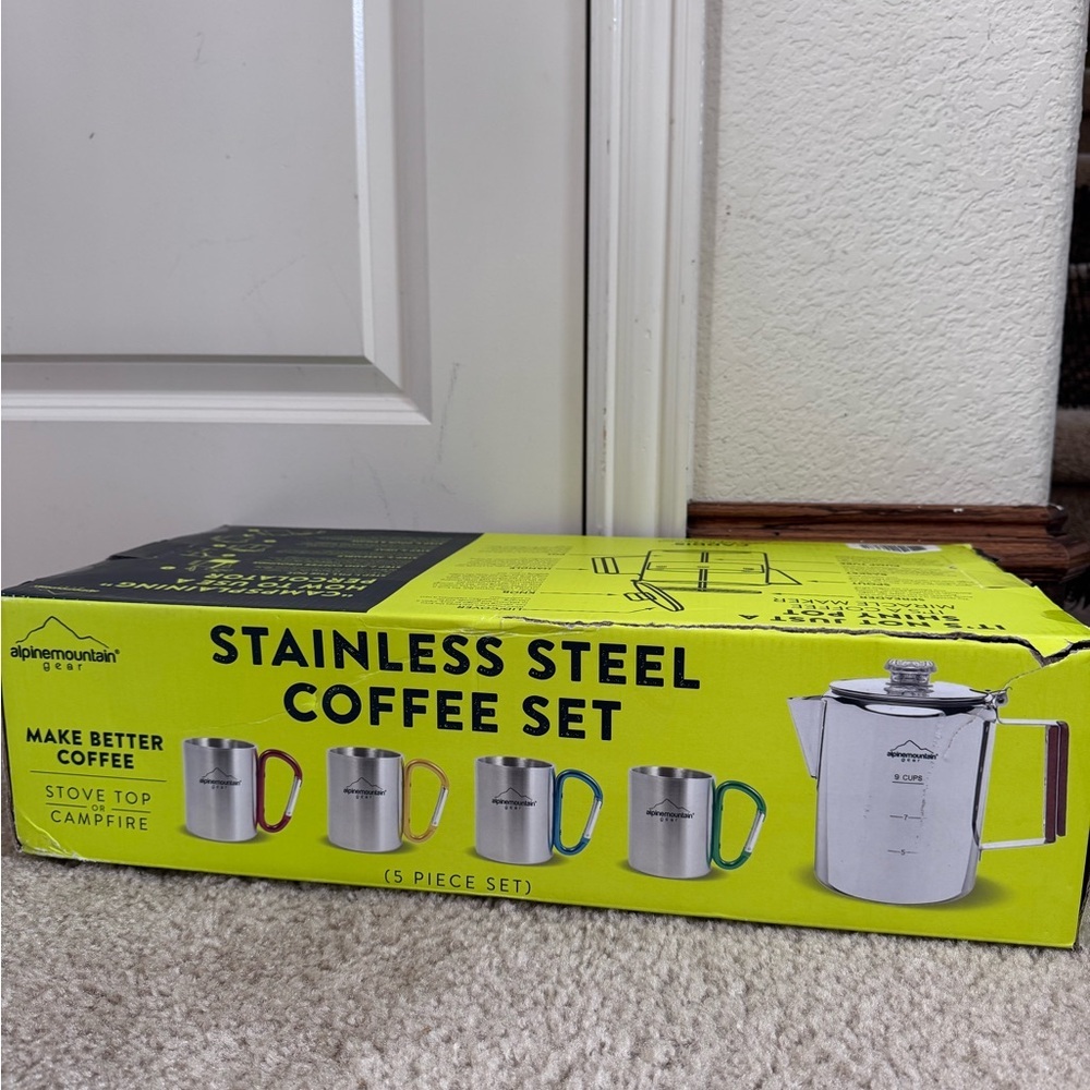 AlpineMountain Gear 5-piece Stainless Steel Coffee Set Stovetop Or Campfire - Picture 3 of 10